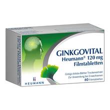 Abbildung: Ginkgovital Heumann 120 mg Filmtabletten 60 St, Filmtabletten PZN 11526231 