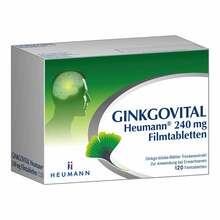 Abbildung: Ginkgovital Heumann 240 mg Filmtabletten 120 St, Filmtabletten PZN 11526283 