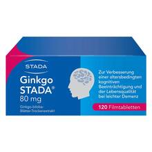 Abbildung: Ginkgo Stada 80 mg Filmtabletten 120 St, Filmtabletten PZN 11538872 