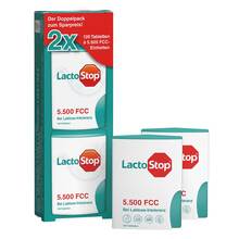 Abbildung: Lactostop 5.500 Fcc Tabletten Klickspender Dop.Pa. 2X120 St, Tabletten PZN 11578995 