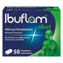 Abbildung: Ibuflam akut 400 mg Filmtabletten 50 St, Filmtabletten PZN 11648419 