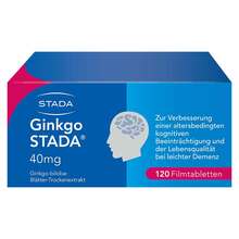 Abbildung: Ginkgo Stada 40 mg Filmtabletten 120 St, Filmtabletten PZN 11654271 