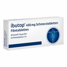 Abbildung: Ibutop 400 mg Schmerztabletten Filmtabletten 10 St, Filmtabletten PZN 11886113 