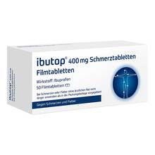 Abbildung: Ibutop 400 mg Schmerztabletten Filmtabletten 50 St, Filmtabletten PZN 11886142 
