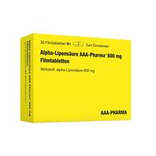 Abbildung: Alpha Liponsäure Aaa- Pharma 600 mg Filmtabletten 30 St, Filmtabletten PZN 12415976 