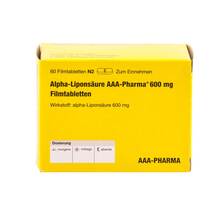 Abbildung: Alpha Liponsäure Aaa- Pharma 600 mg Filmtabletten 60 St, Filmtabletten PZN 12415982 