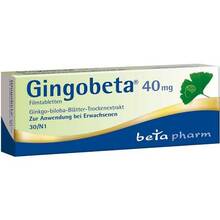 Abbildung: Gingobeta 40 mg Filmtabletten 30 St, Filmtabletten PZN 12461597 
