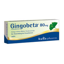 Abbildung: Gingobeta 80 mg Filmtabletten 30 St, Filmtabletten PZN 12461628 