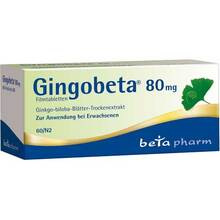Abbildung: Gingobeta 80 mg Filmtabletten 60 St, Filmtabletten PZN 12461634 