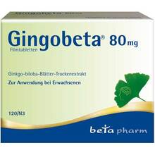 Abbildung: Gingobeta 80 mg Filmtabletten 120 St, Filmtabletten PZN 12461640 