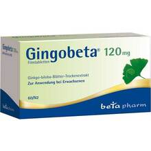 Abbildung: Gingobeta 120 mg Filmtabletten 60 St, Filmtabletten PZN 12461663 