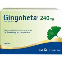 Abbildung: Gingobeta 240 mg Filmtabletten 120 St, Filmtabletten PZN 12461717 
