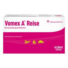 Abbildung: Vomex A Reise 50 mg Sublingualtabletten 10 St, Sublingualtabletten PZN 12557966 