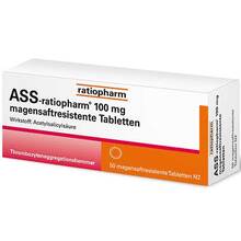Abbildung: Ass-ratiopharm 100 mg magensaftresistent Tabletten 50 St, Tabletten magensaftresistent PZN 12587482 