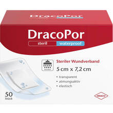 Abbildung: Dracopor waterproof Wundverband 5x7,2 cm steril 50 St, Pflaster PZN 12749186 