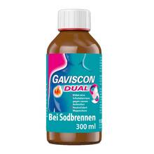 Abbildung: Gaviscon Dual 500mg / 213mg/325mg Suspension zum Einnehmen  300 ml, Suspension zum Einnehmen PZN 13154733 