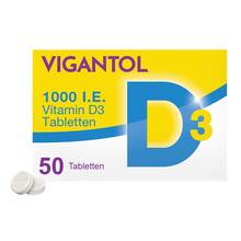 Abbildung: Vigantol 1.000 I.E. Vitamin D3 Tabletten 50 St, Tabletten PZN 13155678 