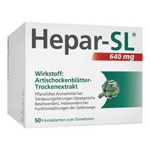 Abbildung: Hepar-SL 640 mg Filmtabletten 50 St, Filmtabletten PZN 13583799 