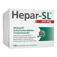 Abbildung: Hepar-SL 640 mg Filmtabletten 100 St, Filmtabletten PZN 13583807 