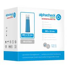 Abbildung: ALPHACHECK comfort Sicherheitslanzett.28 Gx1,6 mm 100 St, Lanzetten PZN 13754278 