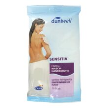 Abbildung: DUNIWELL Einmal Waschhandschuhe sensitiv 15 St PZN 13816074 