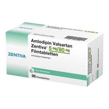 Abbildung: Amlodipin Valsartan Zentiva 5 mg / 80 mg Filmtabletten 98 St, Filmtabletten PZN 13834936