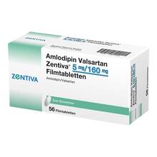 Abbildung: Amlodipin Valsartan Zentiva 5 mg / 160 mg Filmtabletten 56 St, Filmtabletten PZN 13834959