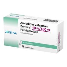 Abbildung: Amlodipin Valsartan Zentiva 10 mg / 160 mg Filmtabletten 28 St, Filmtabletten PZN 13834971