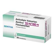 Abbildung: Amlodipin Valsartan Zentiva 10 mg / 160 mg Filmtabletten 56 St, Filmtabletten PZN 13834988