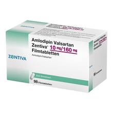 Abbildung: Amlodipin Valsartan Zentiva 10 mg / 160 mg Filmtabletten 98 St, Filmtabletten PZN 13834994