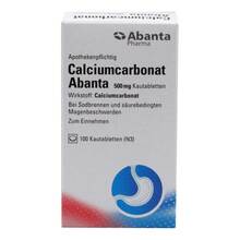 Abbildung: Calciumcarbonat Abanta 500 mg Kautabletten 100 St, Kautabletten PZN 13967502 