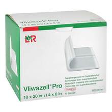 Abbildung: Vliwazell Pro superabsorb.Kompresse steril 10x20 cm 10 St, Kompressen PZN 14005159 