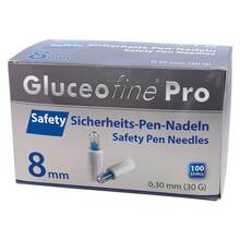 Abbildung: Gluceofine Pro Safety Sich.-Pen-Nadeln 30 Gx8 mm 100 St PZN 14006199 