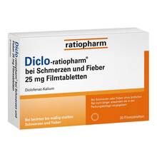 Abbildung: Diclo-Ratiopharm bei Schmerzen und Fieber 25 mg Fta 20 St, Filmtabletten PZN 14170042 