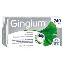 Abbildung: Gingium 240 mg Filmtabletten 80 St, Filmtabletten PZN 14171107 