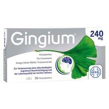 Abbildung: Gingium 240 mg Filmtabletten 20 St, Filmtabletten PZN 14171194 