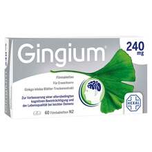 Abbildung: Gingium 240 mg Filmtabletten 60 St, Filmtabletten PZN 14171219 