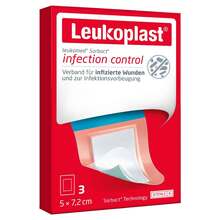 Abbildung: Leukoplast Leukomed Sorbact steril 5x7,2 cm 3 St, Verband PZN 14220001 
