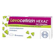 Abbildung: Levocetirizin Hexal bei Allergien 5 mg Filmtabletten  6 St, Filmtabletten PZN 14238225 