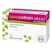 Abbildung: Levocetirizin Hexal bei Allergien 5 mg Filmtabletten  100 St, Filmtabletten PZN 14241670 