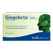 Abbildung: Gingobeta 120 mg Filmtabletten 50 St, Filmtabletten PZN 14259701 