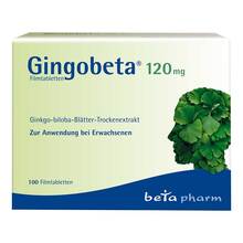 Abbildung: Gingobeta 120 mg Filmtabletten 100 St, Filmtabletten PZN 14259718 