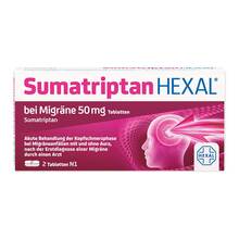 Abbildung: Sumatriptan Hexal bei Migräne 50 mg Tabletten 2 St, Tabletten PZN 14286589 