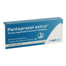 Abbildung: Pantoprazol axicur 20 mg magensaftresistent Tabletten 7 St, Tabletten magensaftresistent PZN 14293460 