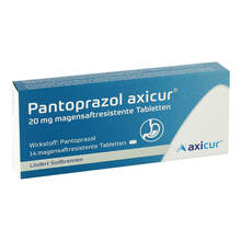 Abbildung: Pantoprazol axicur 20 mg magensaftresistent Tabletten 14 St, Tabletten magensaftresistent PZN 14293477 