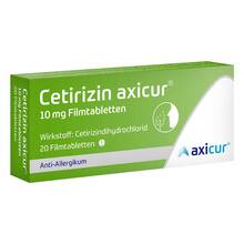 Abbildung: Cetirizin axicur 10 mg Filmtabletten 20 St, Filmtabletten PZN 14293508 