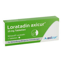 Abbildung: Loratadin axicur 10 mg Tabletten 7 St, Tabletten PZN 14293750 