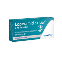 Abbildung: Loperamid axicur 2 mg Tabletten 10 St, Tabletten PZN 14299913 