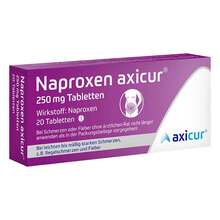 Abbildung: Naproxen axicur 250 mg Tabletten 20 St, Tabletten PZN 14412120 
