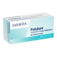 Abbildung: Folsäure Sanavita 5 mg Tabletten 100 St, Tabletten PZN 14416365 